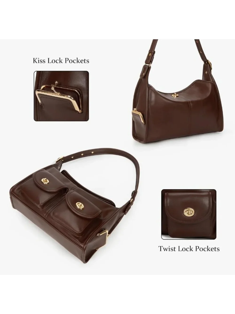 Spacious Multi-Pocket Hobo Shoulder Bag for Women - Stylish Everyday Handbag